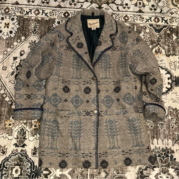 Woolrich Blanket Coat Nature Navajo Aztec Style Medium Made in the USA VTG - Picture 1 of 4